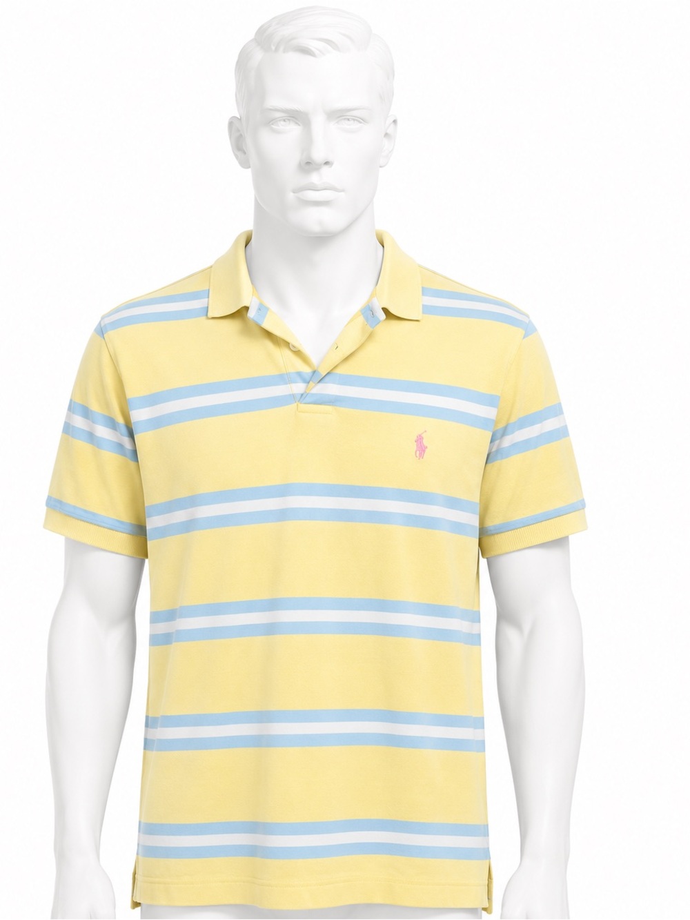 XL Polo by Ralph Lauren Yellow Polo with Light Blue Stripes